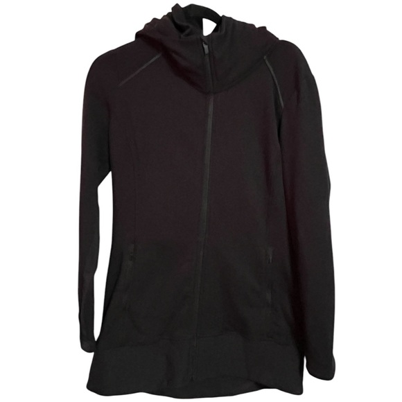 Athleta Black Hooded Jacket Sz Large - Picture 1 of 9